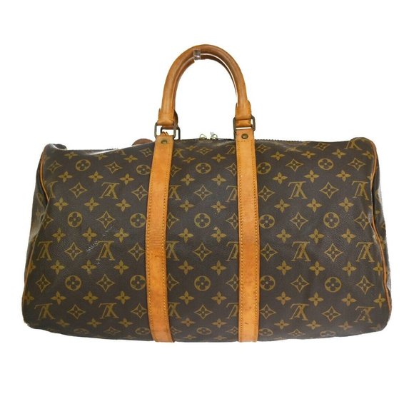 Authentic LOUIS VUITTON Keepall 45 Travel Hand Bag Monogram Leather Brown - Picture 1 of 16